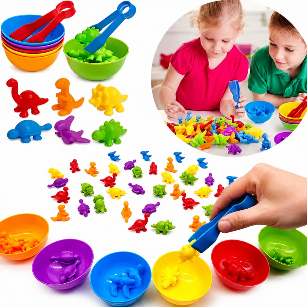 Brinquedo Pareamento de Cores Animais Dinossauros Infantil