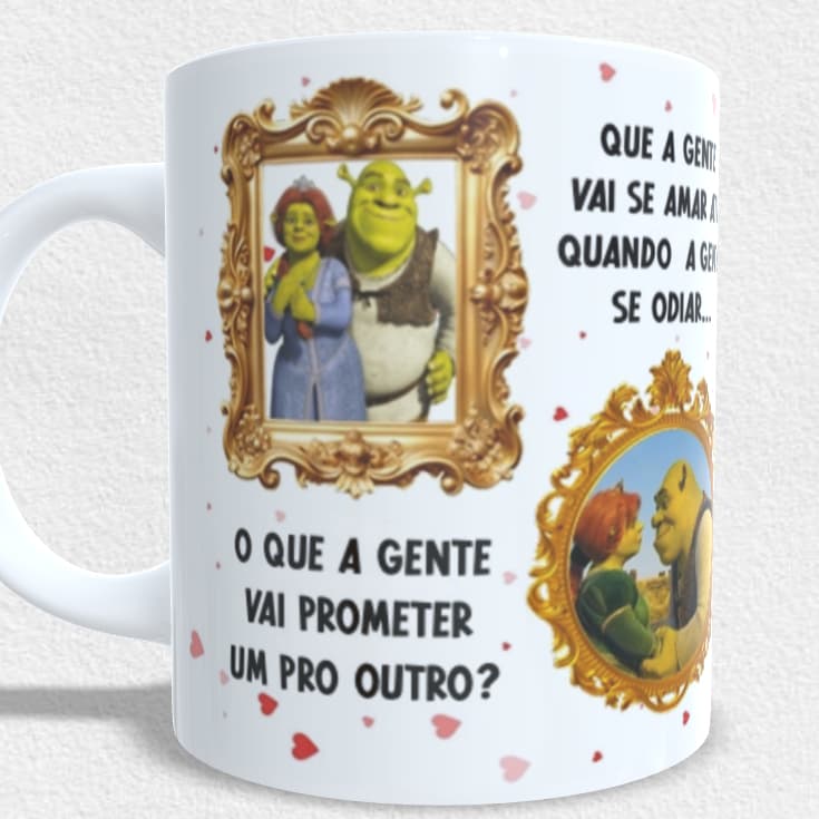 Caneca de Cerâmica Shrek e Fiona Namorados
