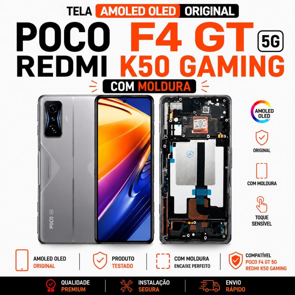 Tela Display Poco F4 GT 5G/ Redmi K50 Gaming Amoled Oled Original Com Moldura Aro Touch Frontal HD