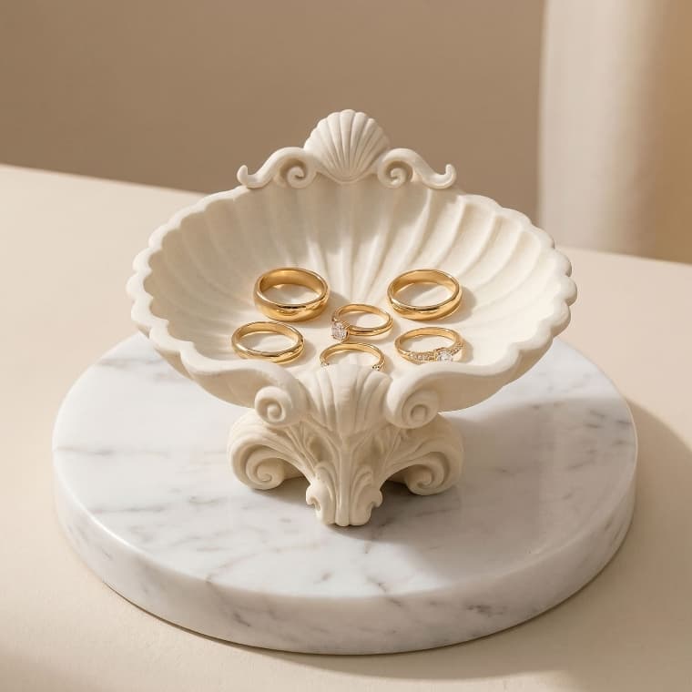 Porta joias concha 3d feminino decorativo organizador