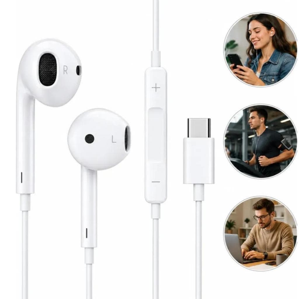 Fone De Ouvido Tipo C Microfone Integrado Controle Chamadas USB C