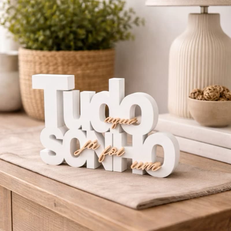 Letreiro Decorativo Tudo aqui já foi um sonho Enfeite cristã placa decorativa