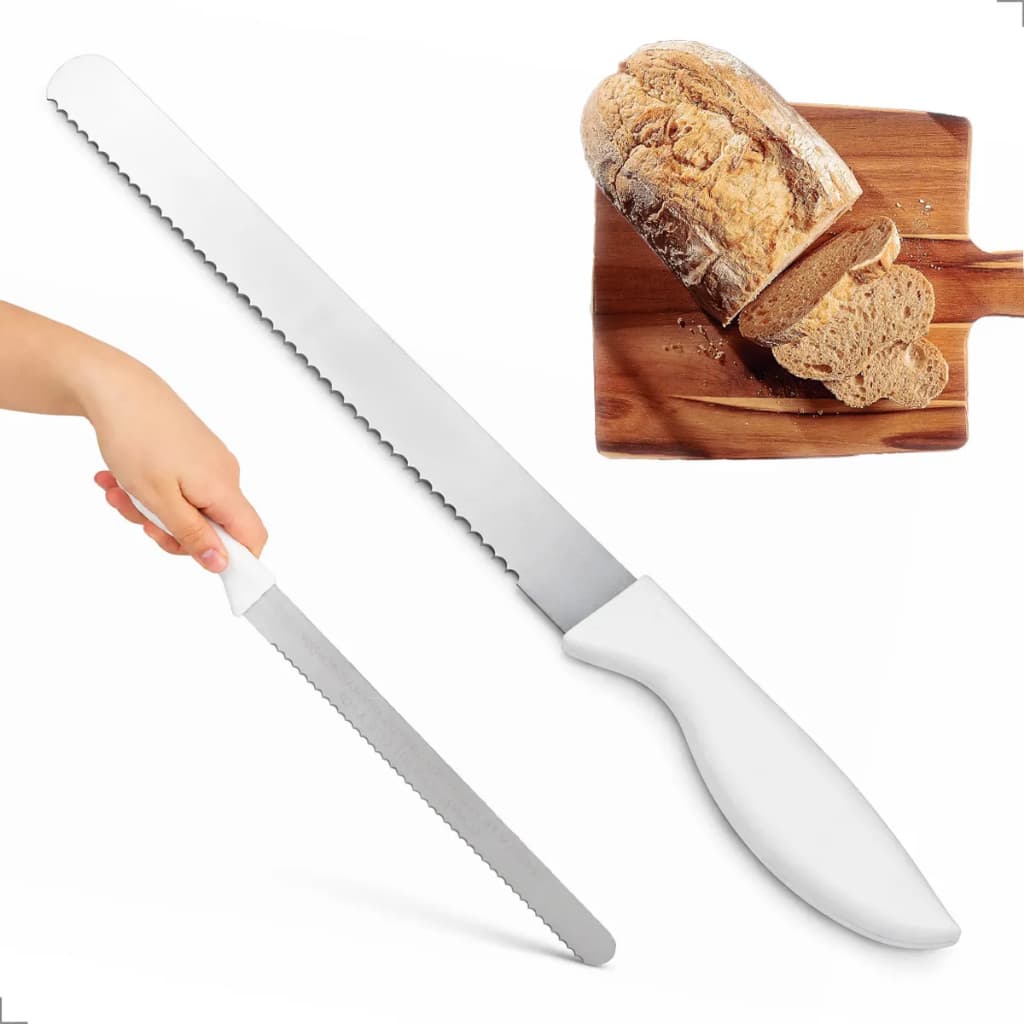 Faca De Confeiteiro 37cm Em Inox Cabo Branco Profissional