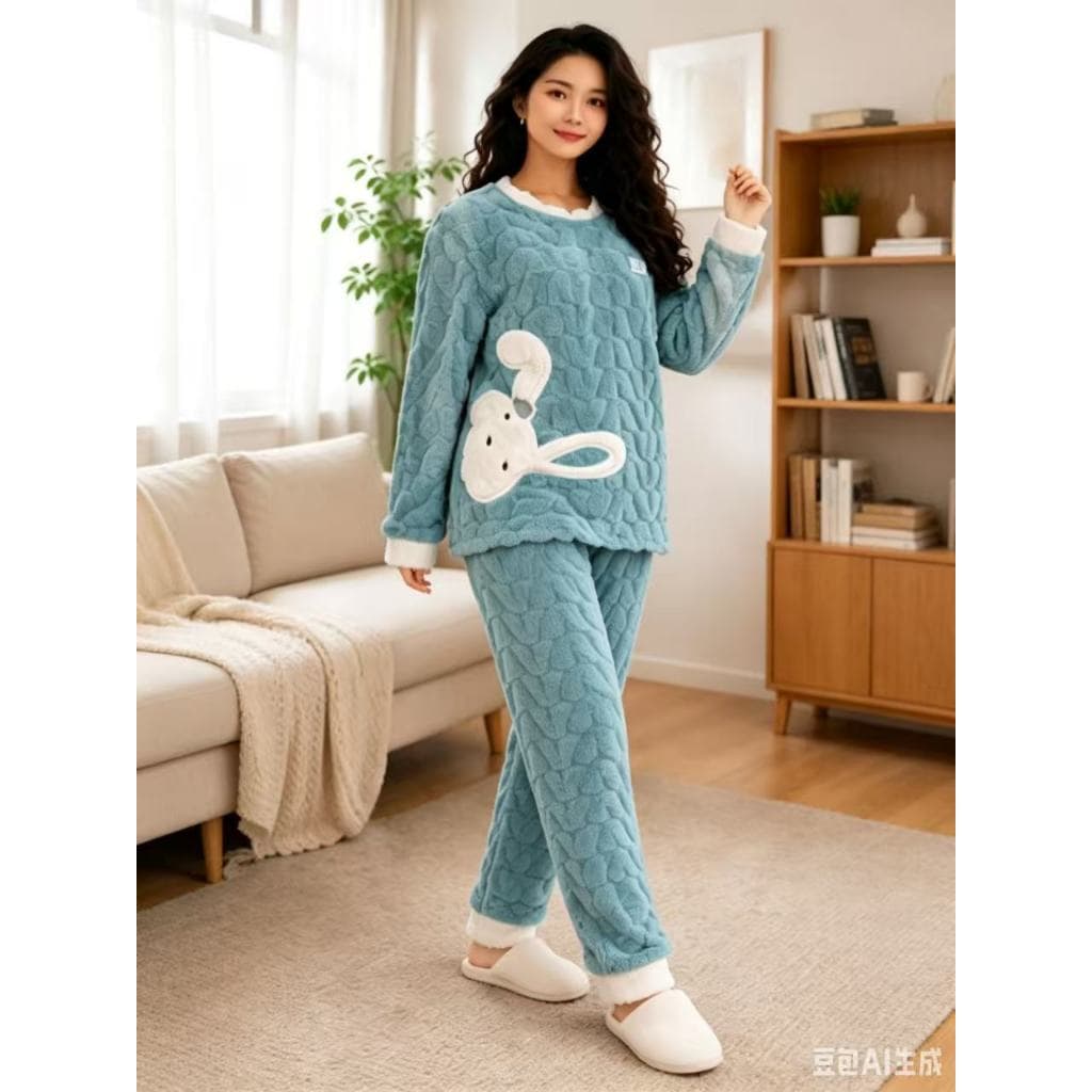 CONJUNTO  Pijama Adulto FEMININA FLEECE Soft Quentinho Inverno com detalhe coelinho 5670