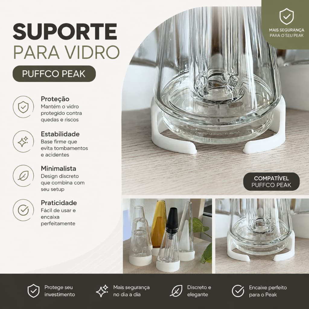 Suporte Base Protetora para Vidro Puffco Peak | Estável, Resistente, Encaixe Perfeito e Seguro