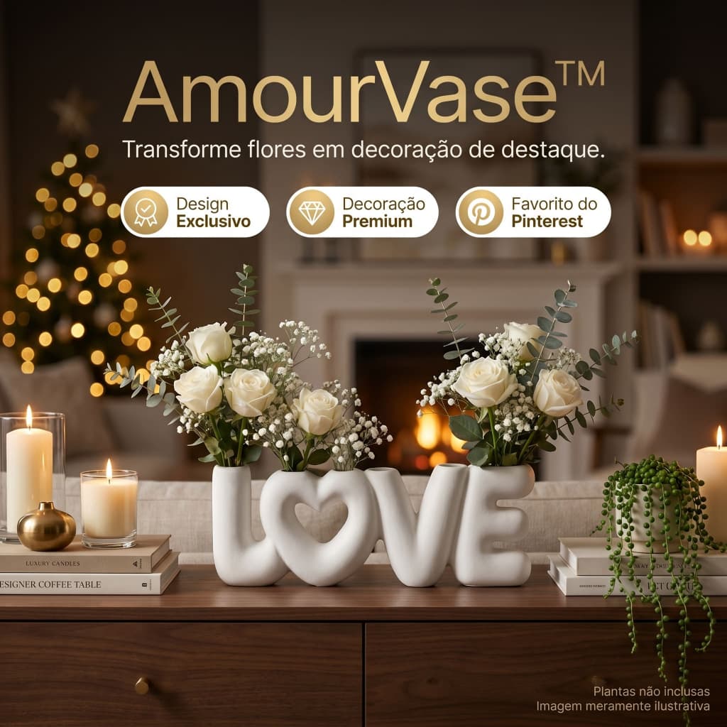 Vaso Decorativo Love para Flores e Plantas Decoração Moderna Sala Quarto Escritório