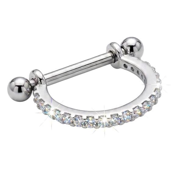 piercing conch helix 12mm aço prata com brilho zirconia 1 unidade uso unissex