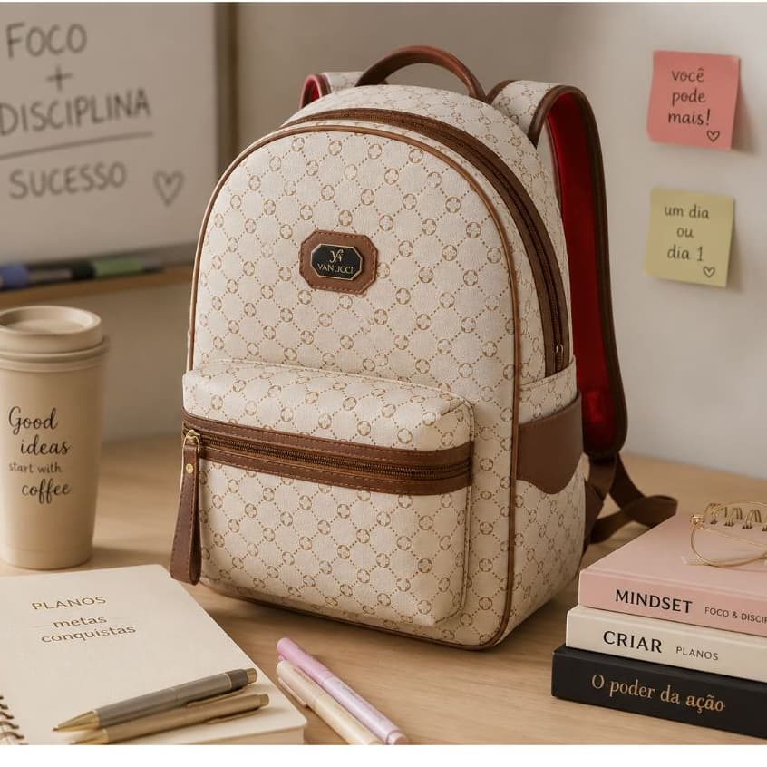 Mochila 2025 Bolsa Feminina GRANDE Escolar Trabalho Viagem Couro Sintéticos