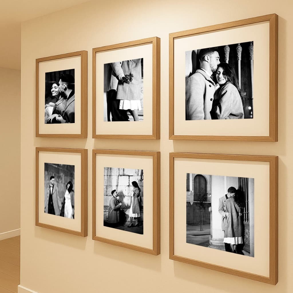 Kit 6 Quadro Decorativo Personalizado Foto Moldura Vidro Grande Paspatur Casal Família Bebê Sala Quarto Corredor