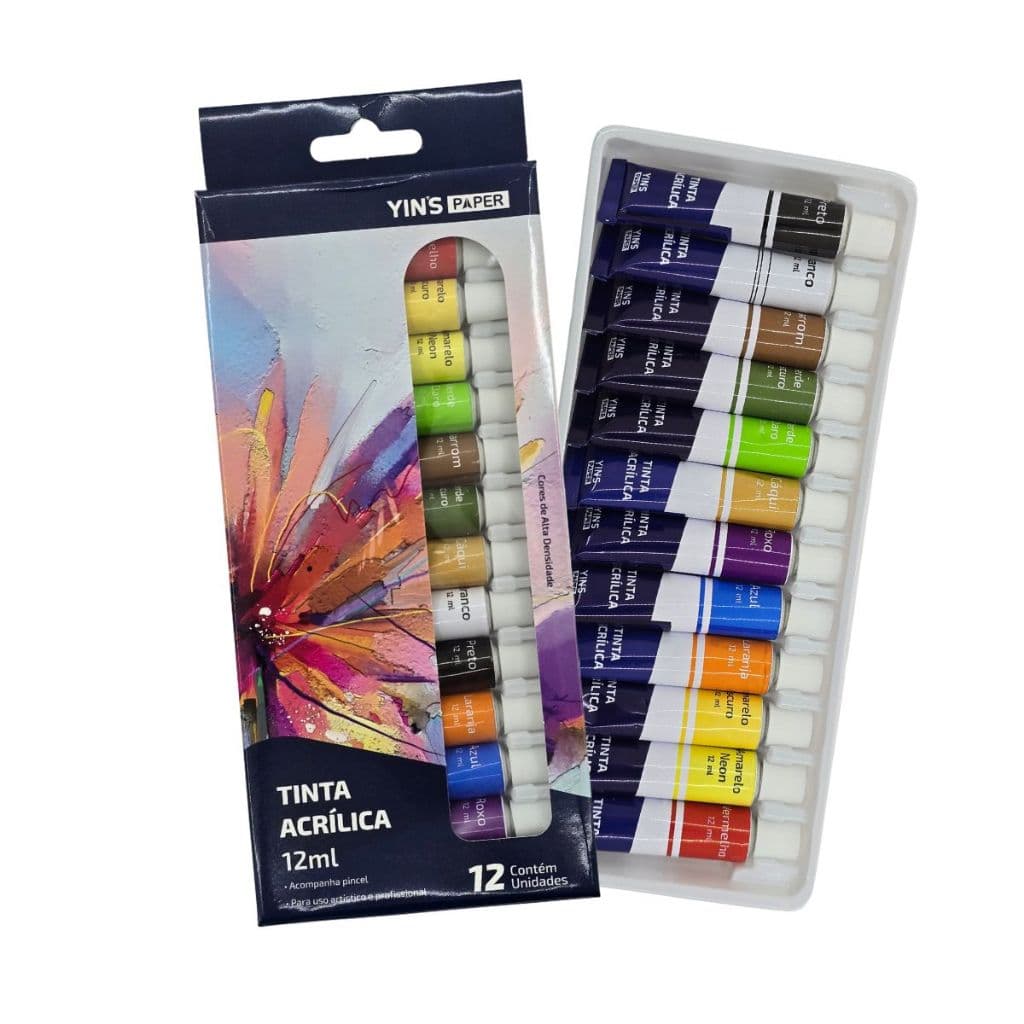 Tinta Acrílica 12 Cores em Bisnaga 12ml Suprimentos De Desenho Para Estudantes E Iniciantes superfícies