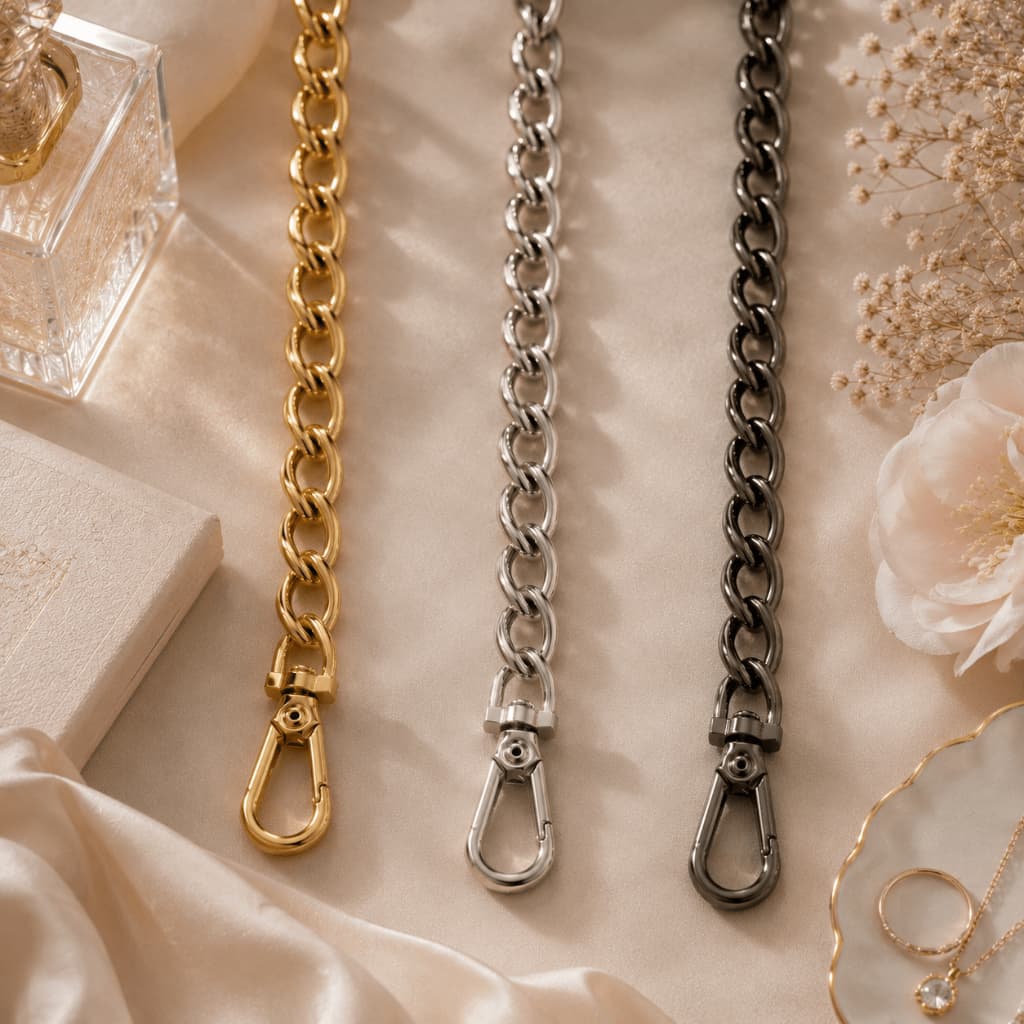 Alça Corrente Com Mosquete 1,5 M Para Customização De Bolsas Femininas Artesanais Luxo  Premium Top