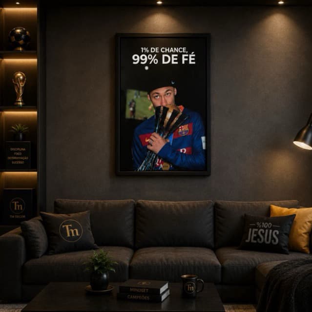 Poster Neymar Fé Futebol Quadro para Quarto Sala Escritório