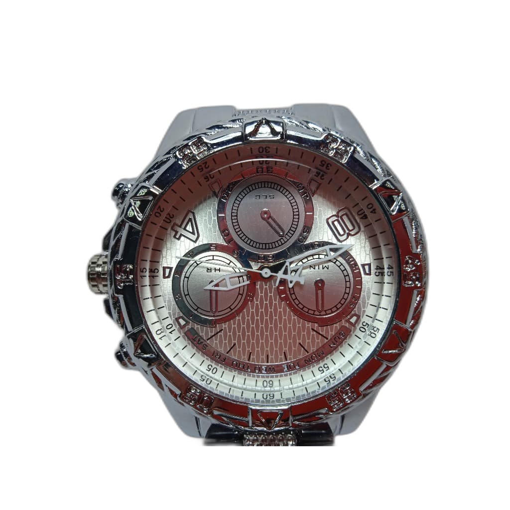 Relógio Branco com pulseira de aço prata com 3 marcadores Analógica Estilo com Elegância