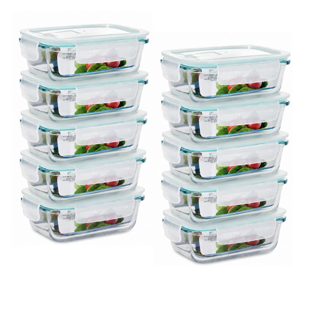 Kit Potes Vidro Hermético 370ml Marmita Fitness Dieta Freezer Micro-ondas Forno