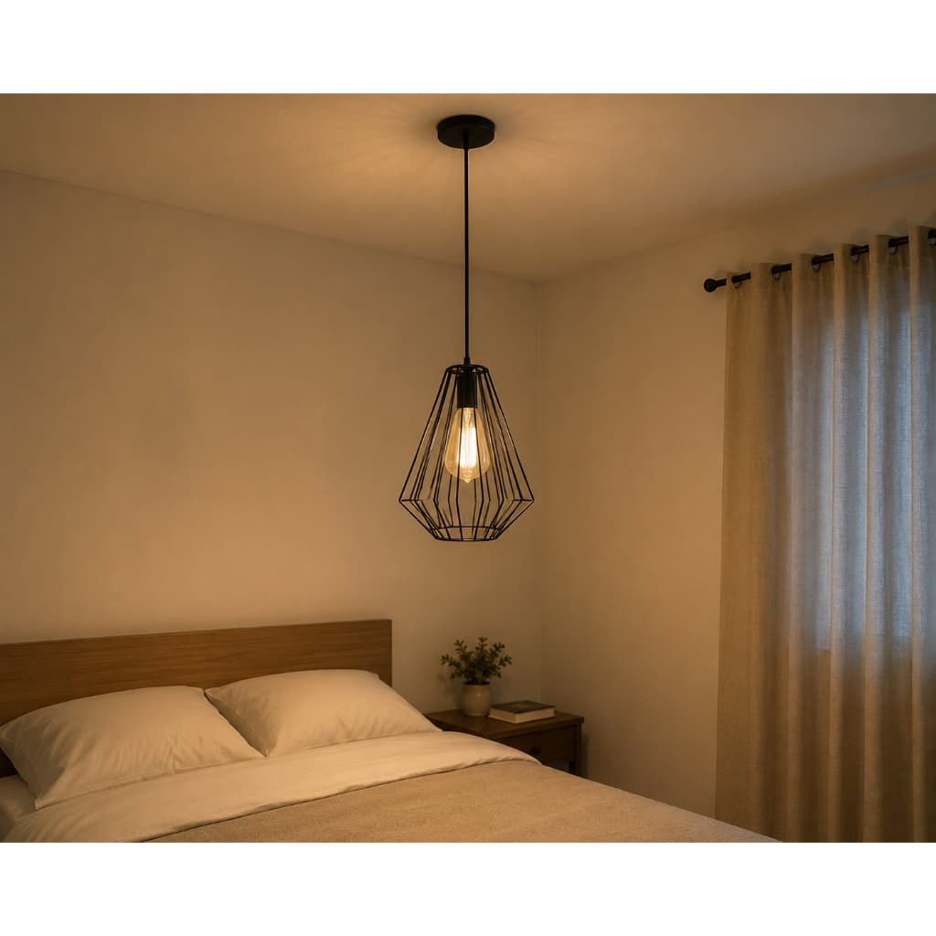 Luminária Pendente Lustre Aramado Keike Rústico Retrô Preto 110/220v