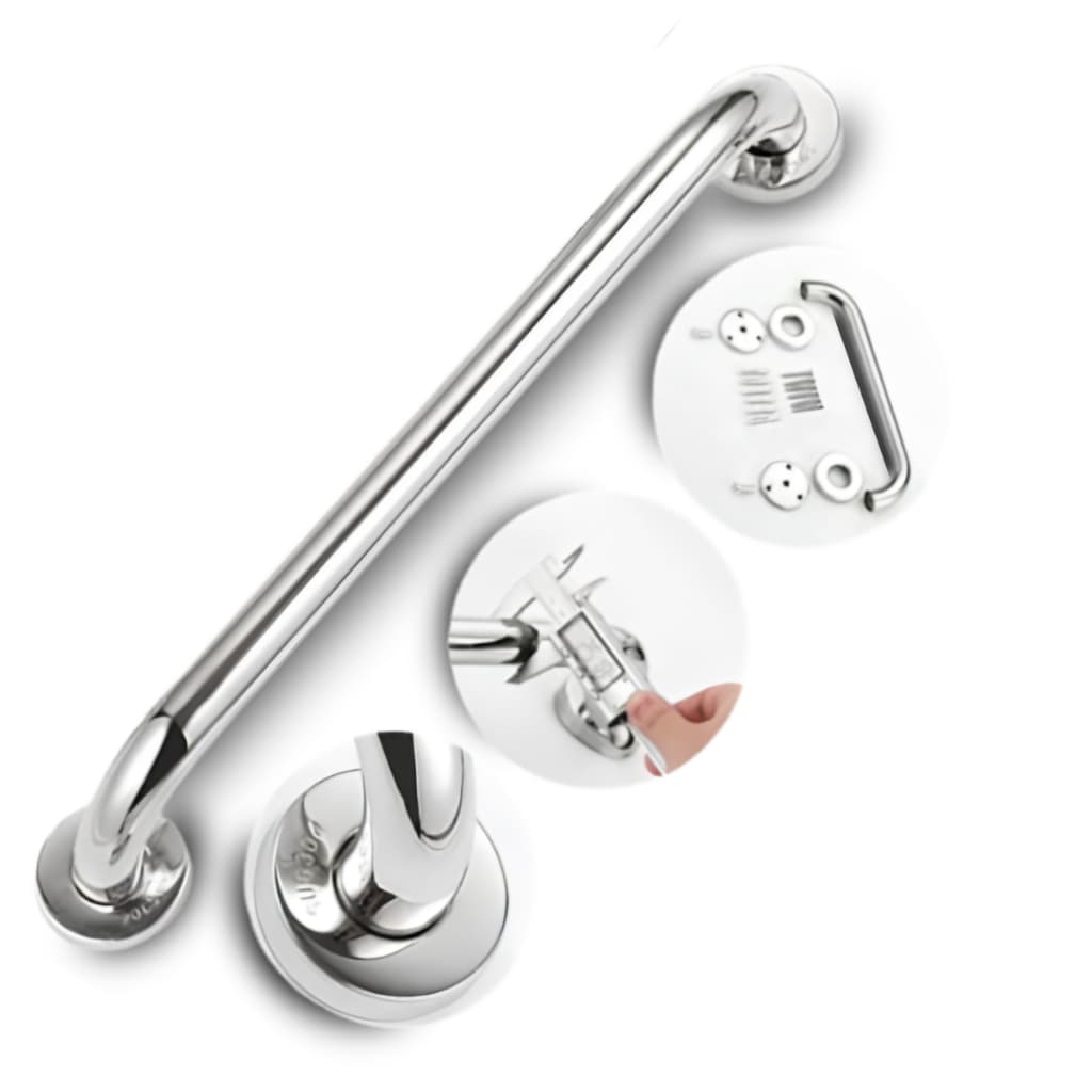 Alça 40cm Para Banheiro Barra De Apoio Idoso e cadeirante Aço Inox Prateado