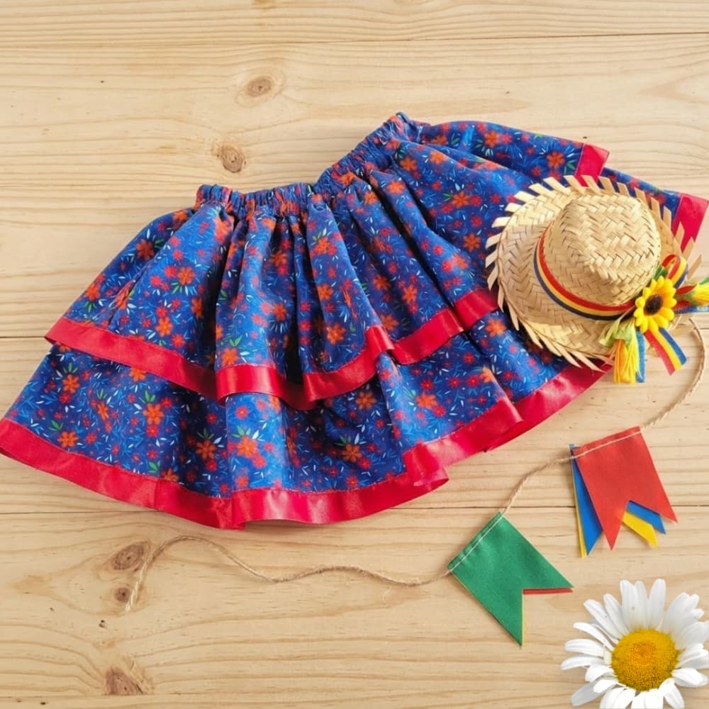 Saia feminina infantil junina criança estampa festa São João