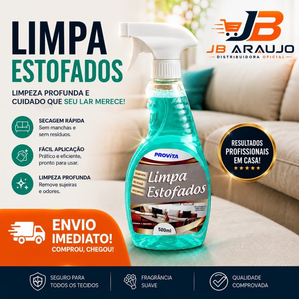 Limpa Estofados ProVita Remove Manchas Pesadas de Sofá Cadeira Banco Carpete e Tecido e Perfuma