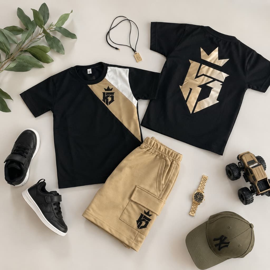 Camiseta + Bermuda de Menino - Roupa Infantil Masculino Algodão e Moletinho - 2 a 12 Anos