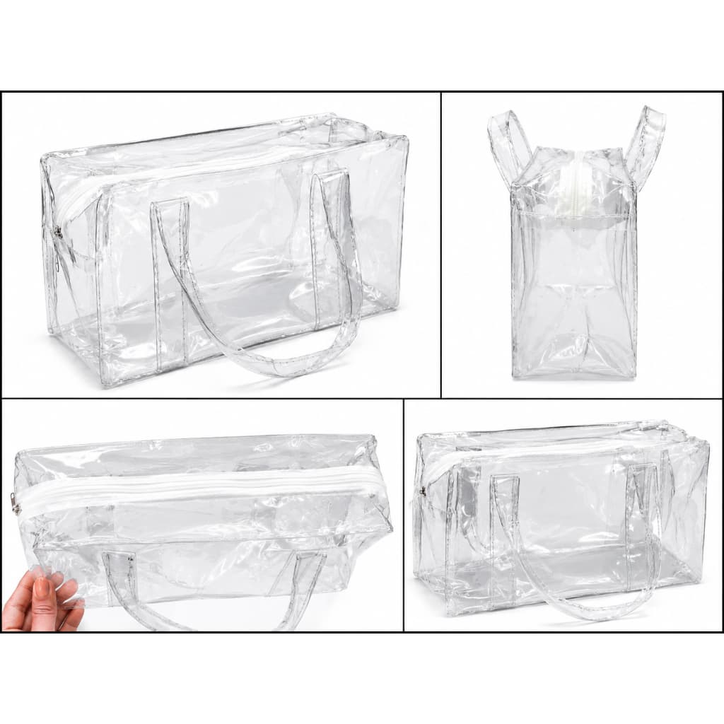 Necessaire PVC Cristal 0,25mm Transparente 28x18x10cm com Zíper Organizadora Multiuso para Viagem e Maquiagem!