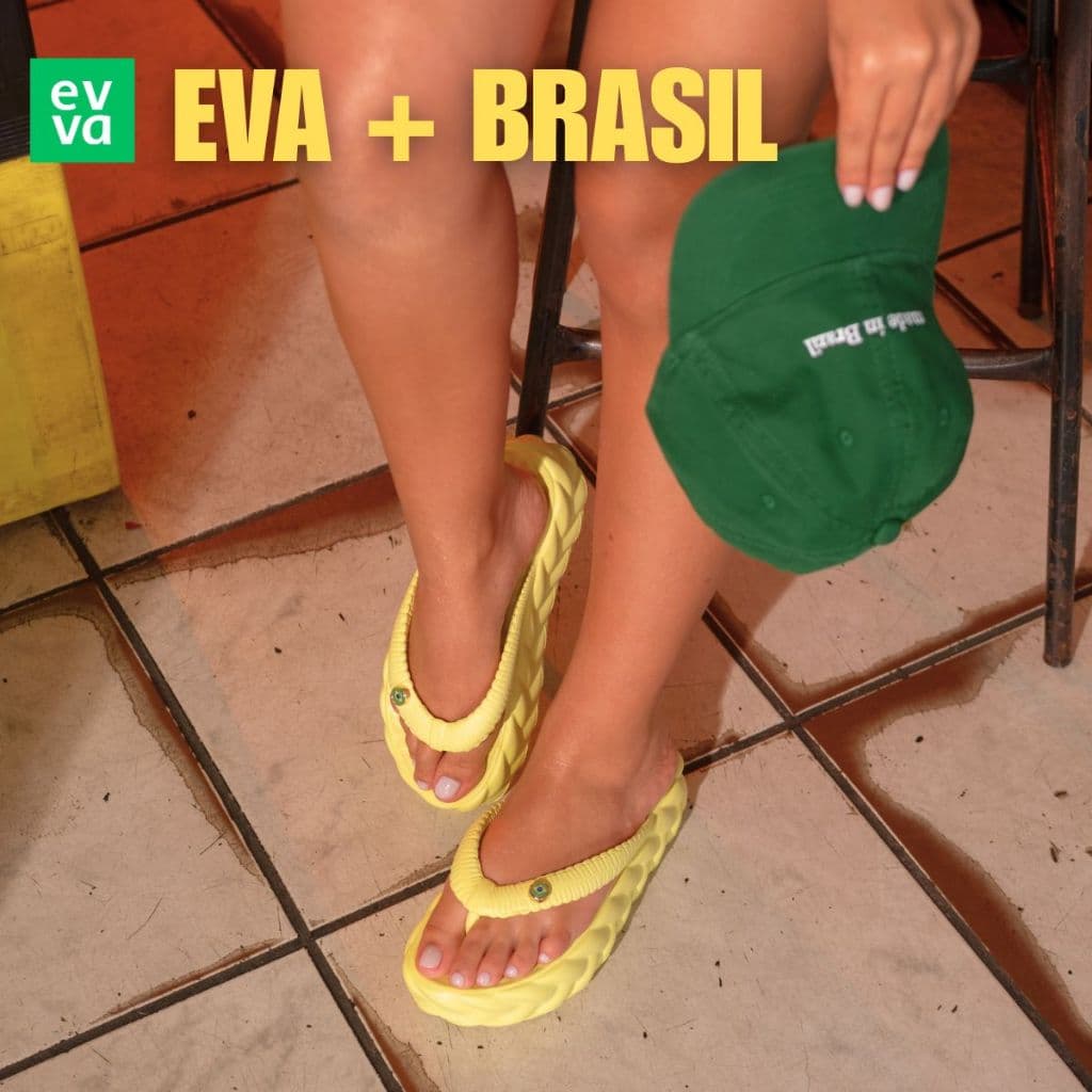 Chinelo Nuvem EVA Feminino Brasil Com Bandeira Confortável plataforma detalhe de corda BRAZIL