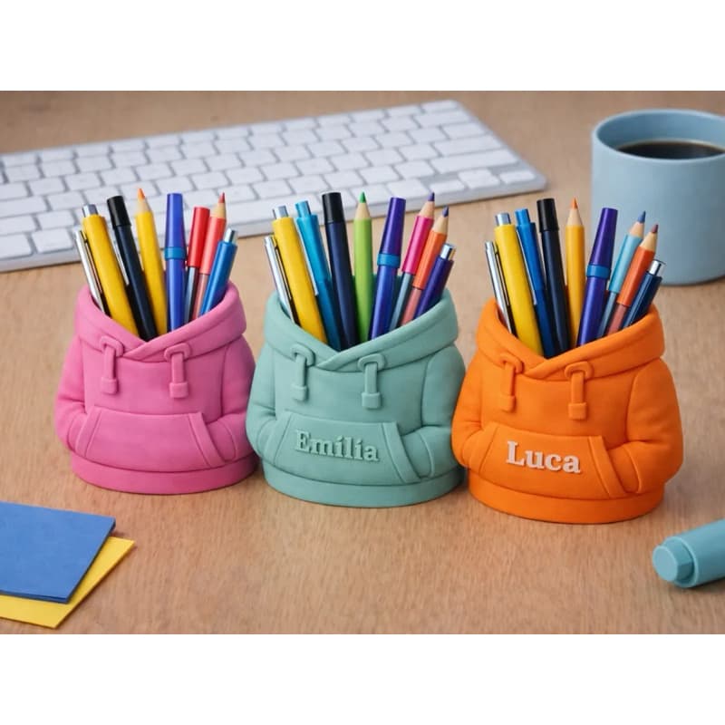 Porta Canetas Moletom 3D | Organizador de Mesa Fofo | Porta Treco Decorativo