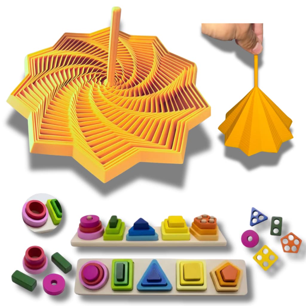 Kit Montessori Infantil Encaixe Geométrico Madeira e Brinquedo Sensorial Educativo