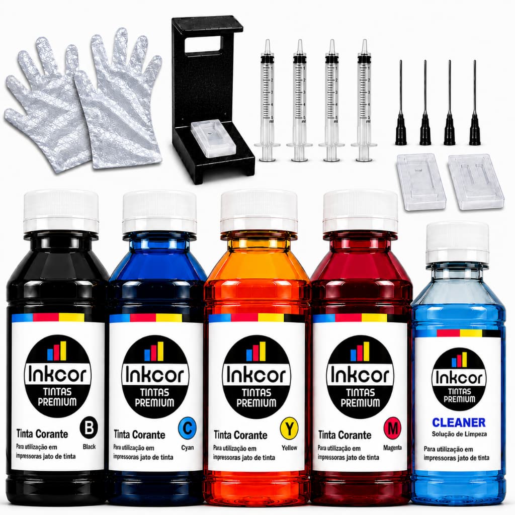 Kit Tinta Inkcor Recarga De Cartuchos Compatível Impressora HP 667 668 662 664 122 60 901 Snap Fill