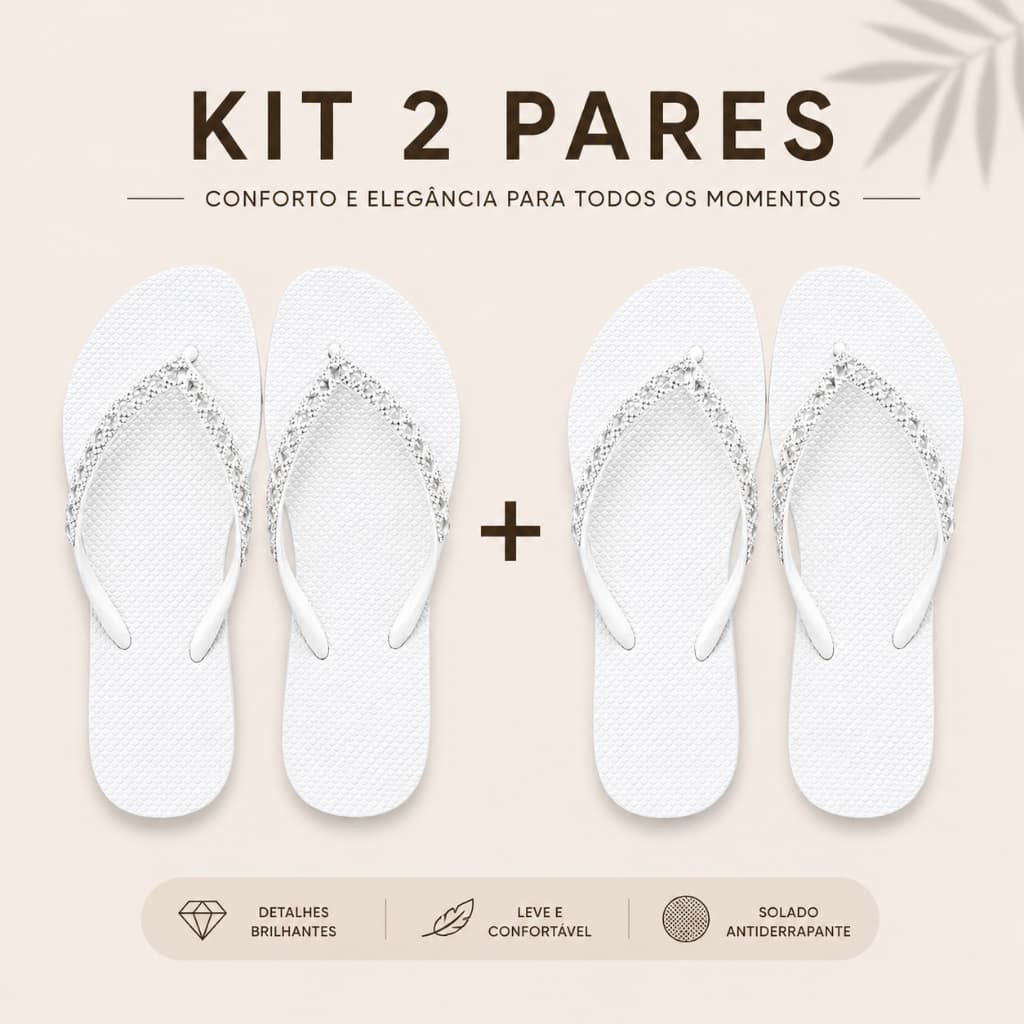 kit 2 Chinelo Feminino Macio Leve Ideal Para o Verão Rasteira do 33 ao 40 Com Brilho Promoção Hoje