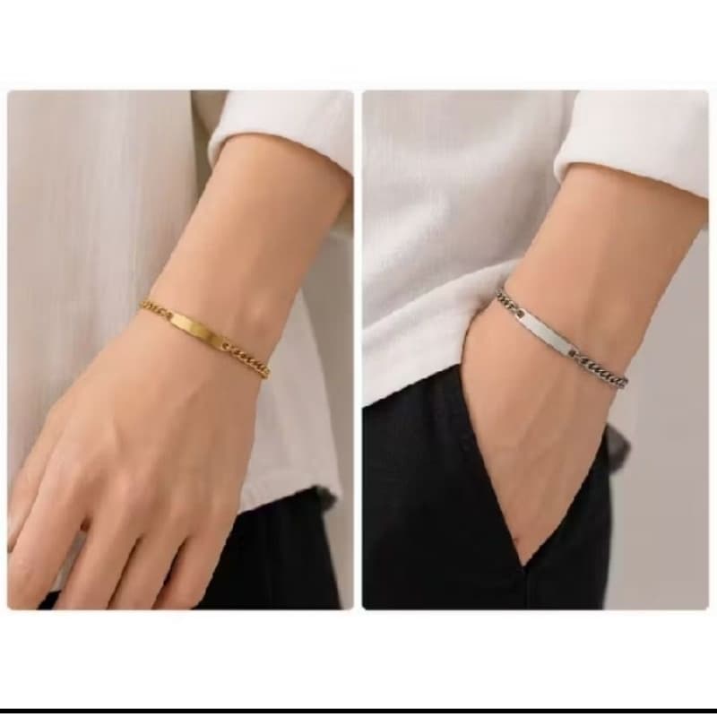 Pulseira masculina lisa premium aço inoxidável