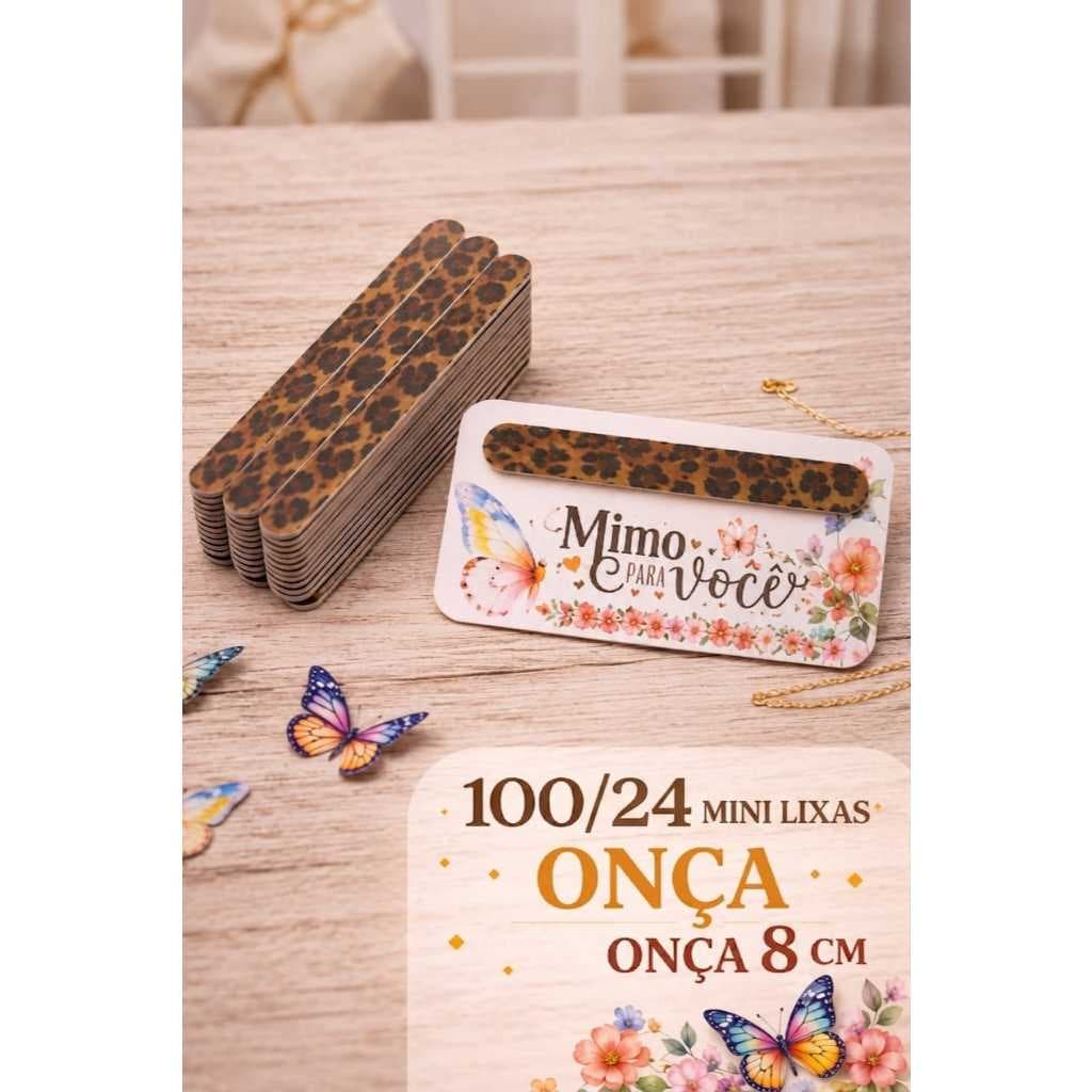 Lixa Mini Tradicional Estampada Onça 8cm  Manicure Pedicure Spa Salão de Beleza  Uso Profissional Não Esfarela
