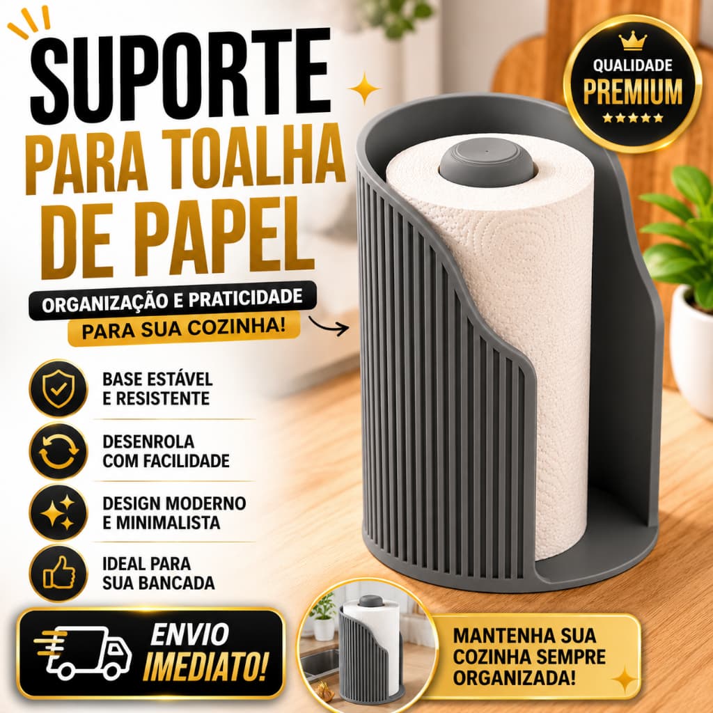Suporte para Toalha de Papel de Mesa | Porta Rolo de Cozinha Minimalista