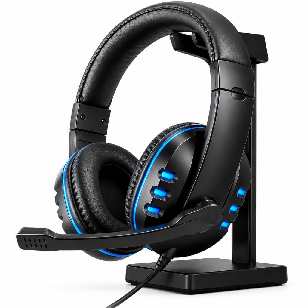Headphone Gamer com Mic, Luz RGB, Entradas USB e P2 para Computador e Videogame