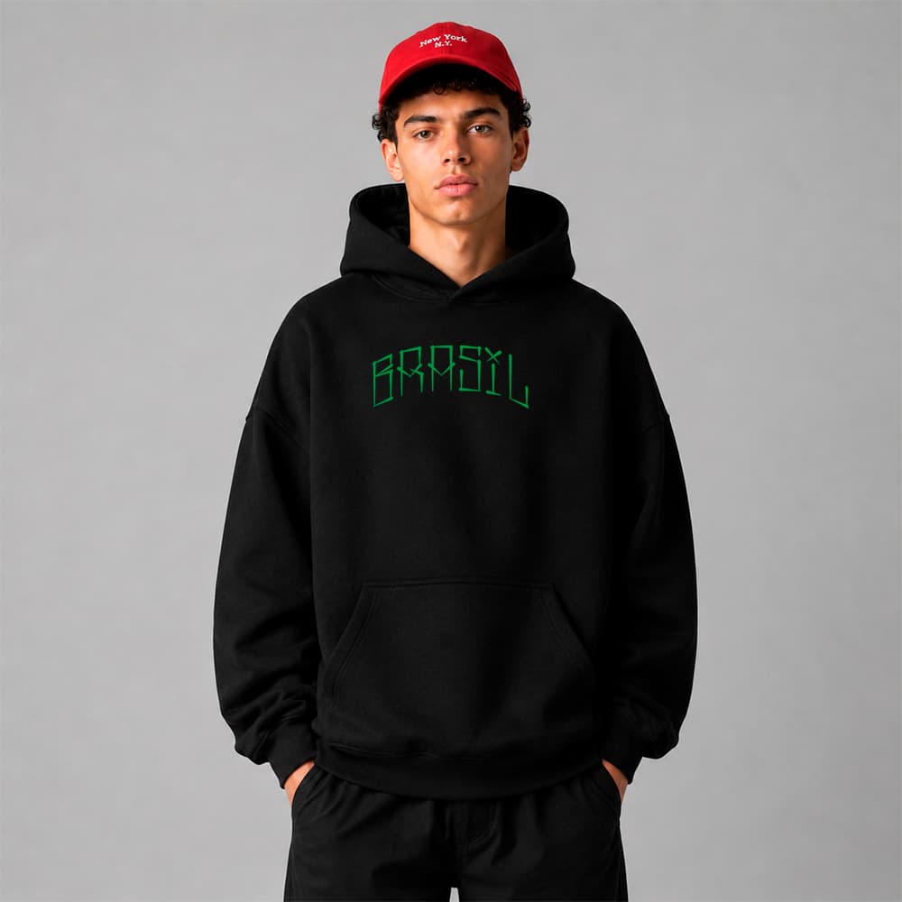 Moletom Canguru Brasil Design Exclusivo Patriótico Minimalista Estiloso Unissex