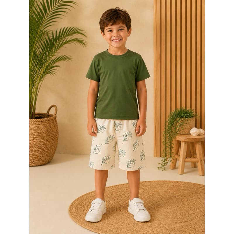 Conjunto Infantil Menino Camiseta E Bermuda Estampada Casual e Estiloso
