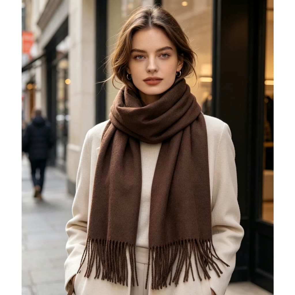 Cachecol Pashmina Lisa de Poliésterde150-230g com franjas unisex