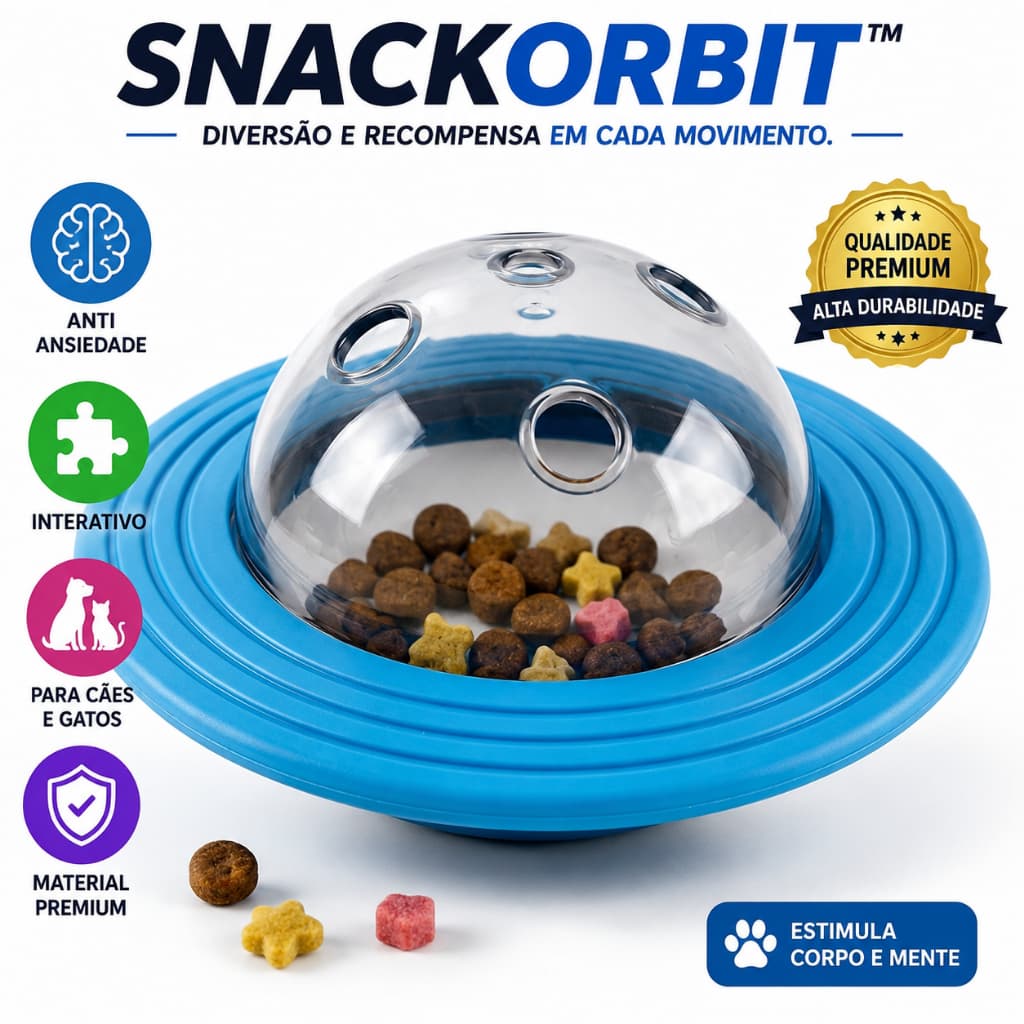 Brinquedo Interativo Pet Comedouro Lento Anti Ansiedade para Cachorro e Gato SnackOrbit
