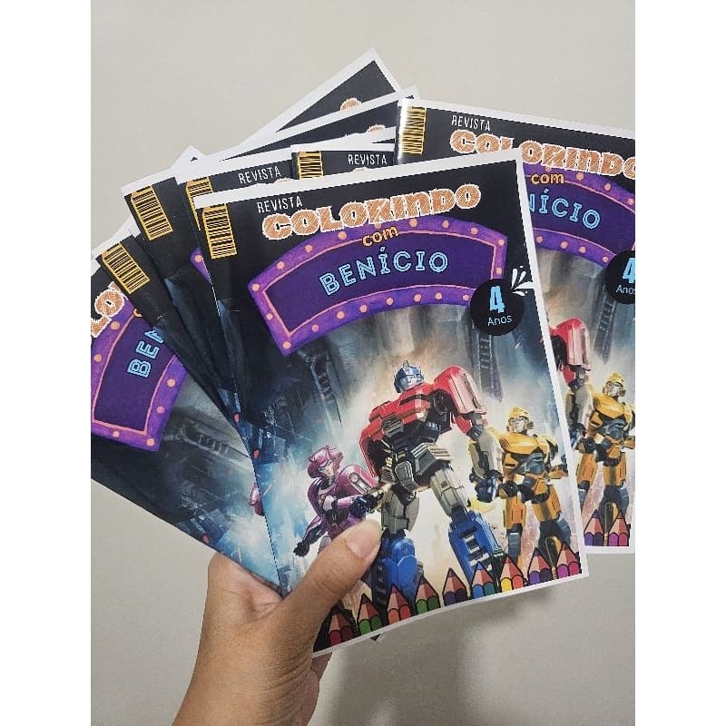 Kit Revistinha Livro de Colorir Infantil   Festa Lembrancinha Prenda PERSONALIZADO - DESENHO - TRANSFORMERS livrinho