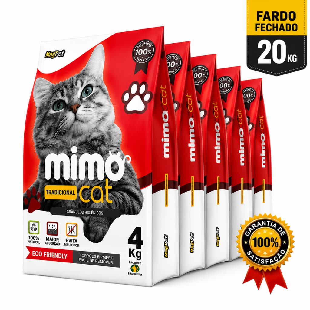 Areia Sanitária 1 a 5 Pacotes de  Antiodor Tira Cheiro MimoCat Gatos Tradicional 100% Natural