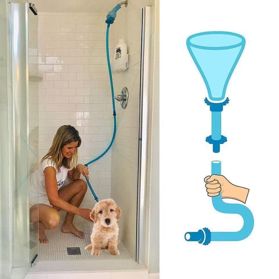 Mangueira para Banho de Pets 150cm com Adaptador de Silicone Multiuso– Pet Rinser