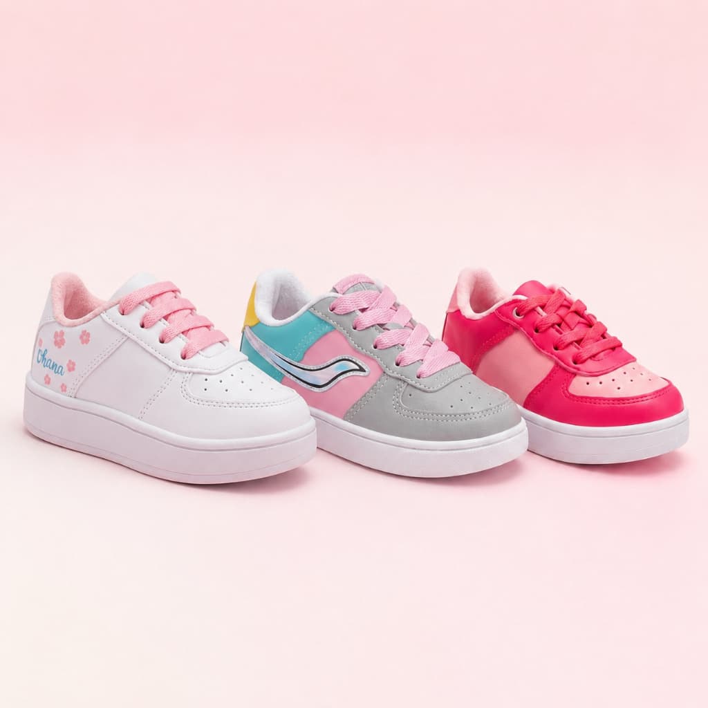 Kit Promocional 3 Tênis Infantis Femininos Conforto E Estilo Completo Para Sua Menina