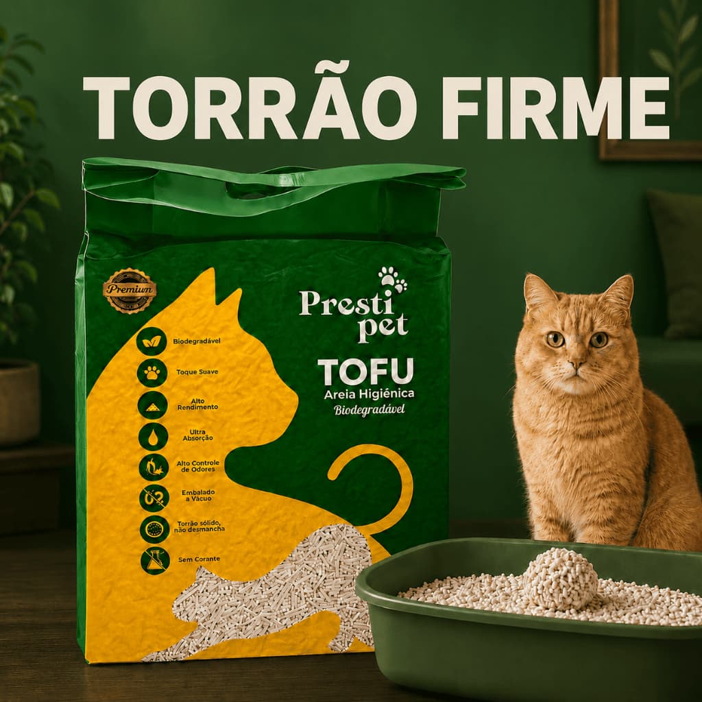 Areia Tofu Premium para Gatos Sem Odor Descarte Fácil Envio Imediato
