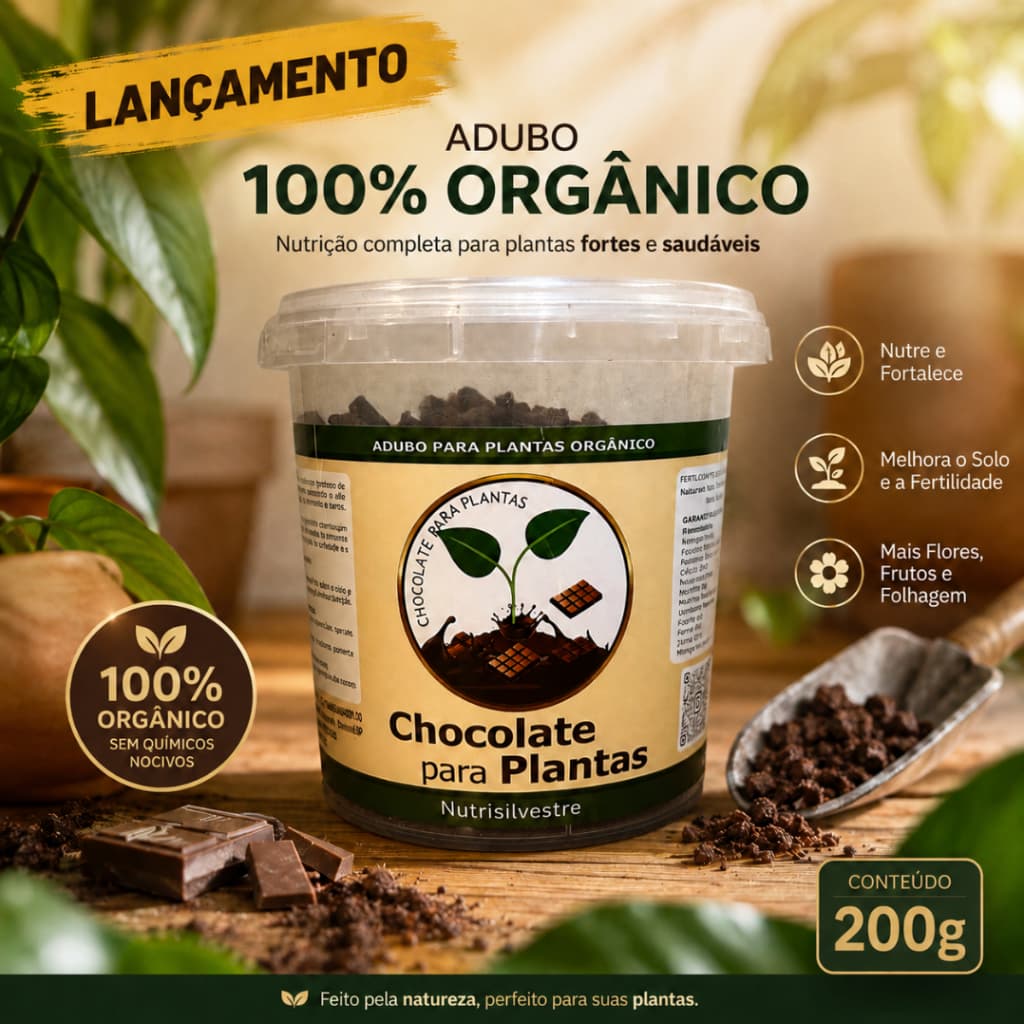Adubo Fertilizante Orgânico Natural Aviário Granulado 200g Chocolate Planta