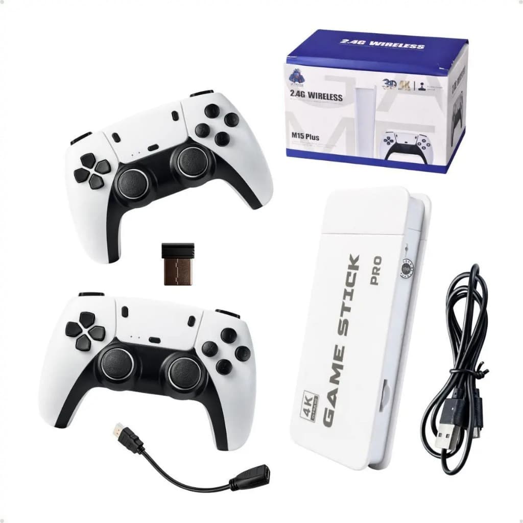 Game Stick M15 2 Controles Sem Fio 20000 Jogos Retrô