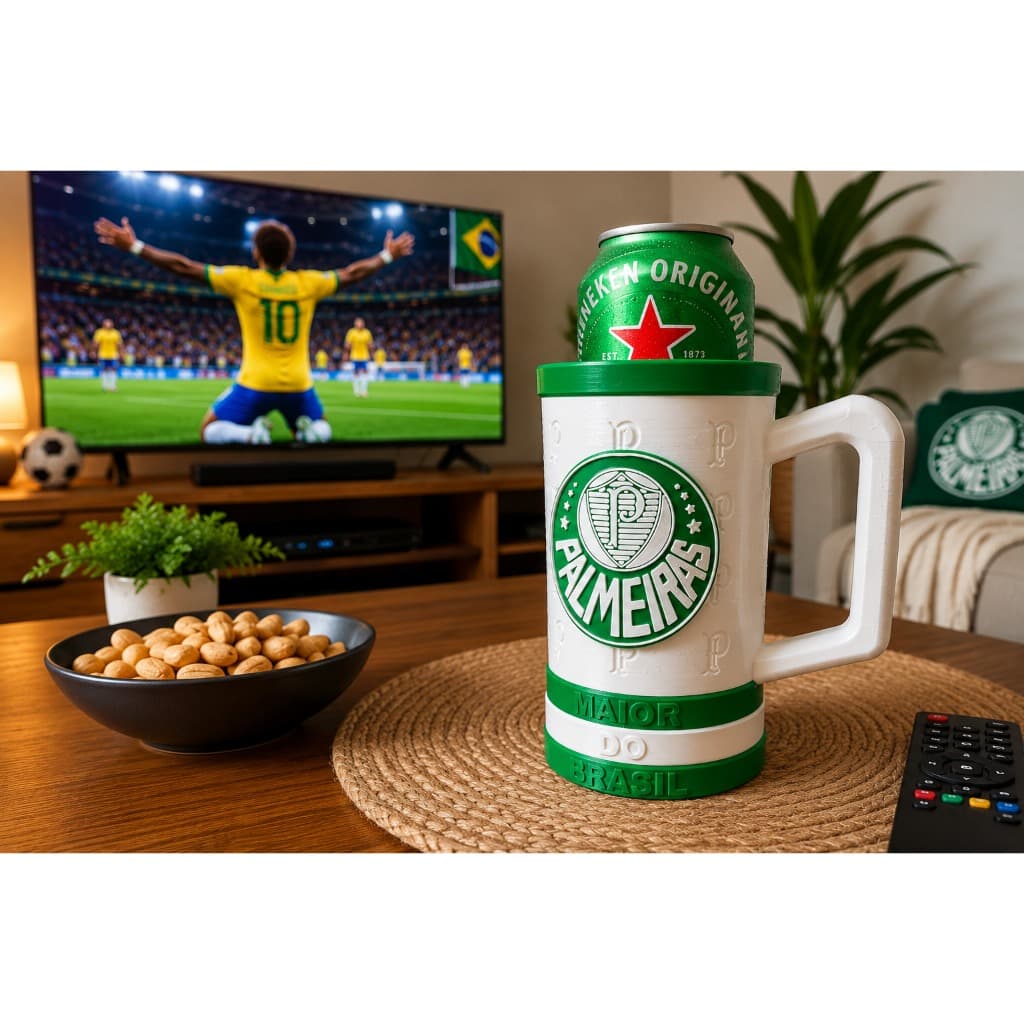 Porta Lata Palmeiras Latão e para Lata