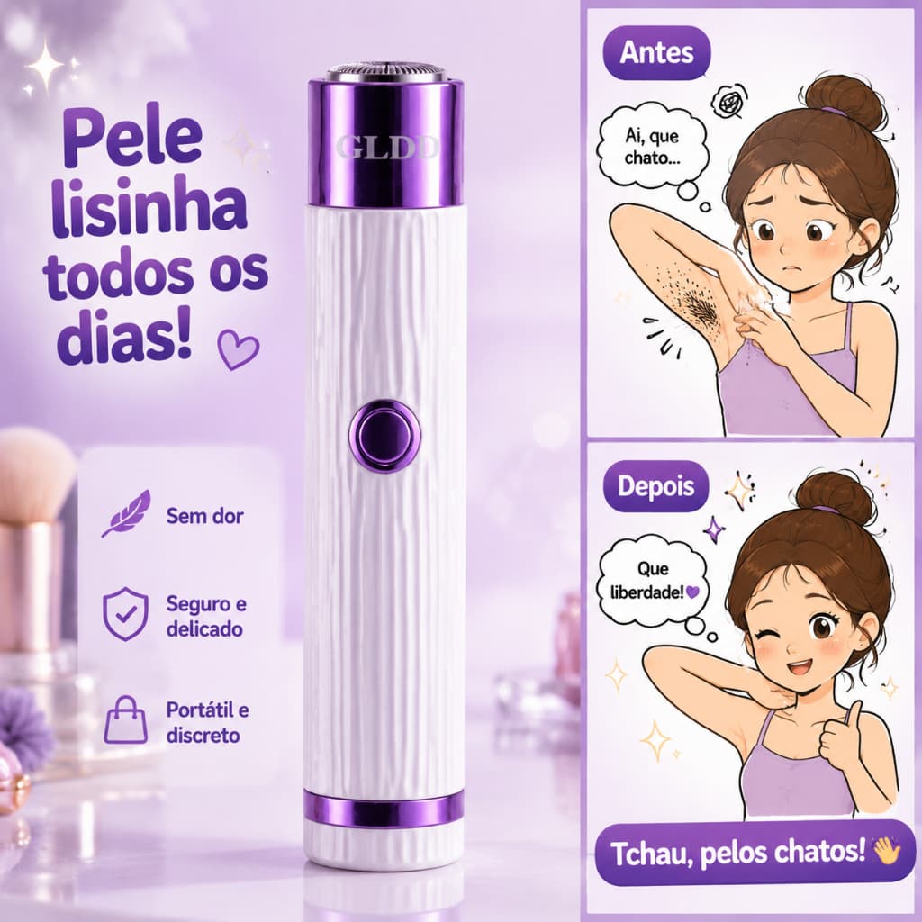 Batom Depilador Facial 2 em 1 Recarregável USB Sem Dor Aparador Sobrancelhas