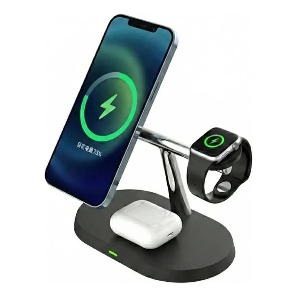 Carregador Sem Fio 3 Em 1 15W Wireless Charger Para Celular Smartwatch E Fone Bluetooth