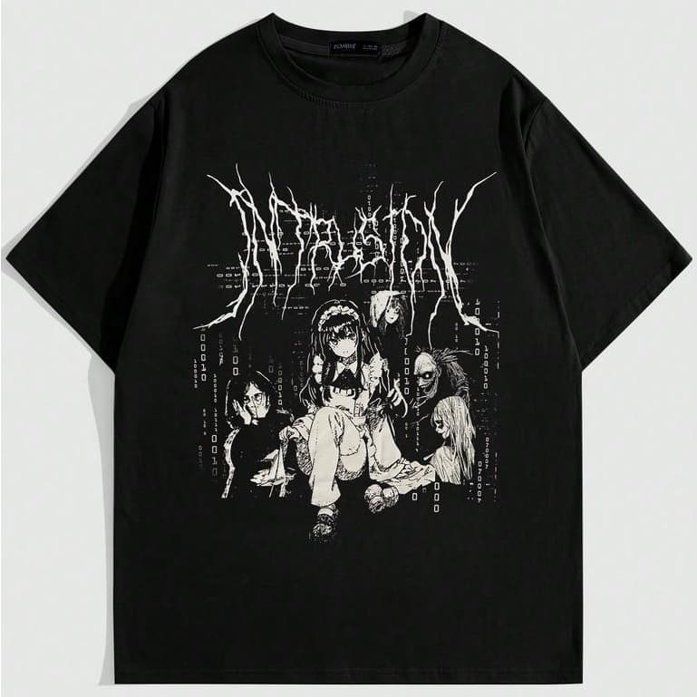 Camiseta Básica Unissex Dark Anime Gótico Camisa 100% Algodão