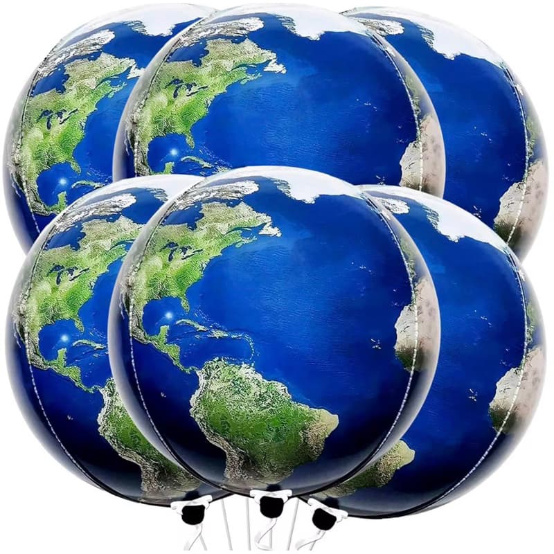 Kit Balão Planeta Terra Globo 4D 22 Polegadas Metalizado  55cm Festa Decoração enfeite surpresa
