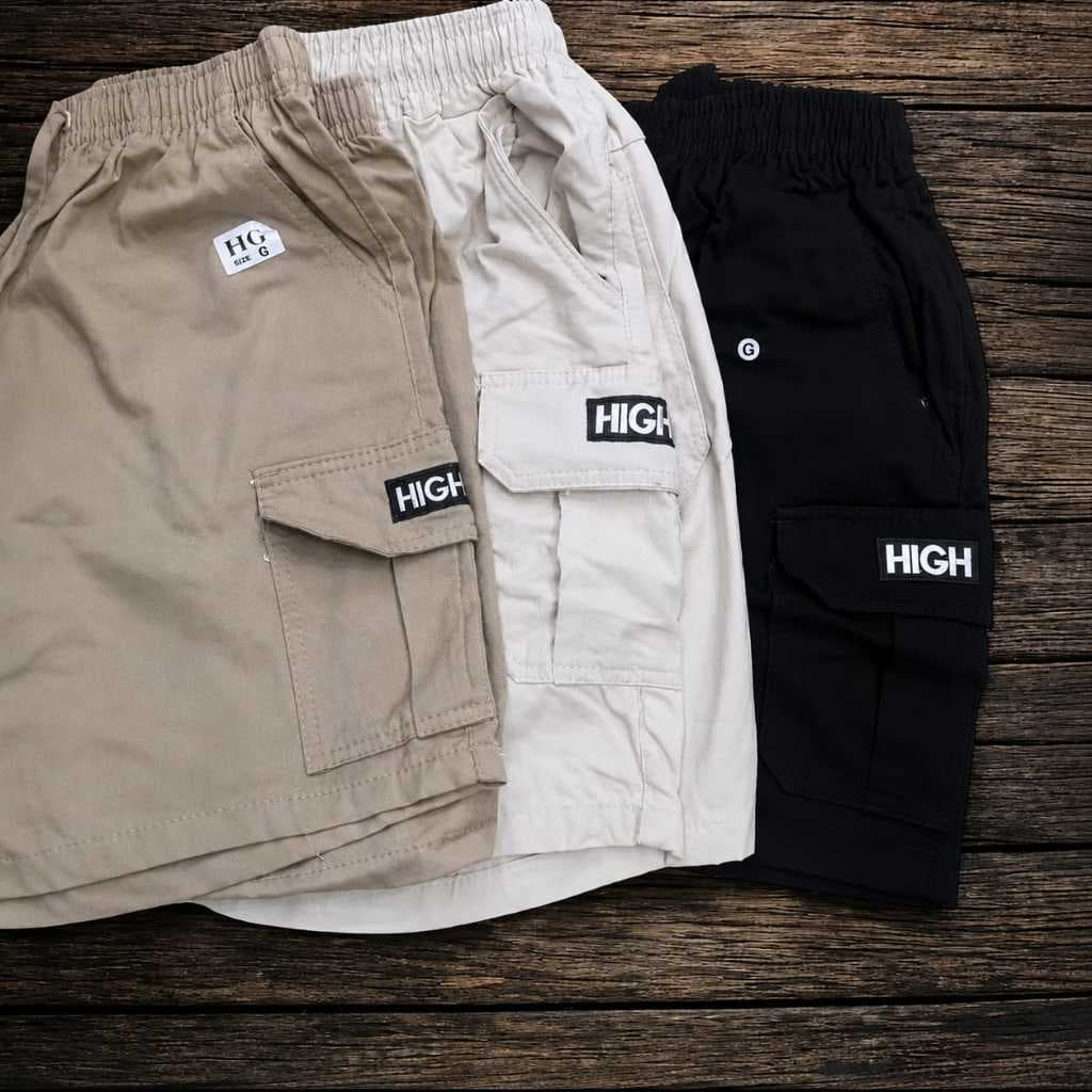 Kit 3 Short Masculino Adulto Cargo Brim Sarja Bolso Lateral